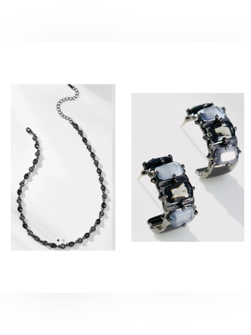 Anthropologie  Crystal Earrings + Necklace Bundle